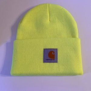 Neon yellow carhartt beanie